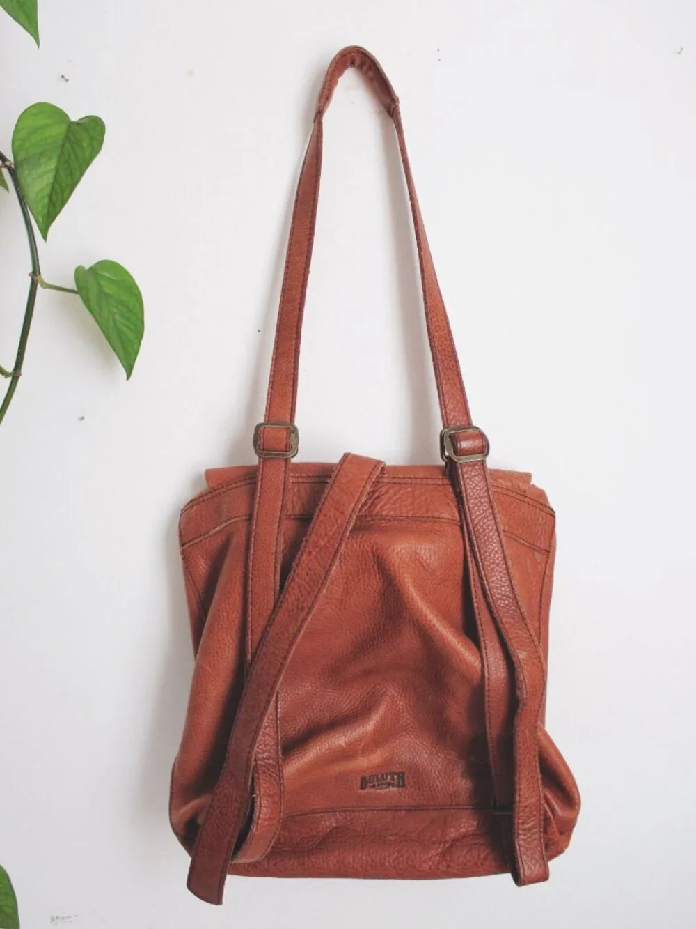 Vintage Duluth Trading Company Brown Leather Backpack Pebbled Shoulder Bag Tan - Picture 3 of 11